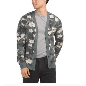 Greyson Men's Medium Cheyenne Camo Cardigan Sweater Wool Blend NWT